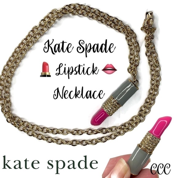 Kate Spade Lipstick 💄 Novelty Necklace Make-Up 👄 - Picture 1 of 2